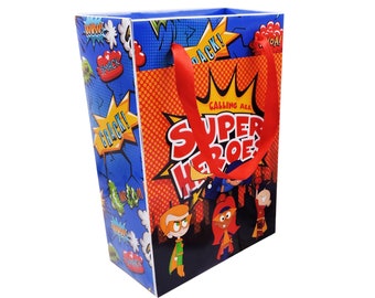 Superhero party favor gift bag Personalized superhero treat bags Paper Gift bag for superhero Birthday Party favor bags boys birthday bag