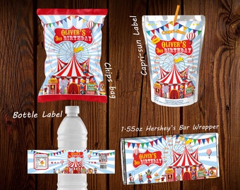 Karneval Geburtstag Gastgeschenk Set: Flasche, Süßigkeiten Verpackungen (Digitale Dateien)