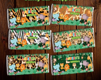 Animal theme candy wrapper Hershey's bar jungle chocolate wrapper candy bar personalized label jungle birthday favors animals decoration