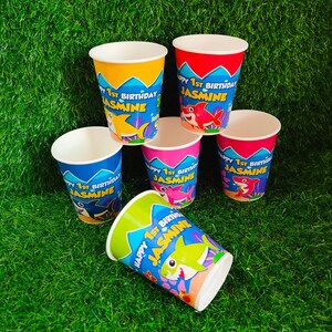 Bicchieri di carta a tema squalo bambino bicchieri di carta personalizzati bomboniere compleanno bicchieri per bibite bicchieri per acqua bicchieri di carta per feste bicchieri