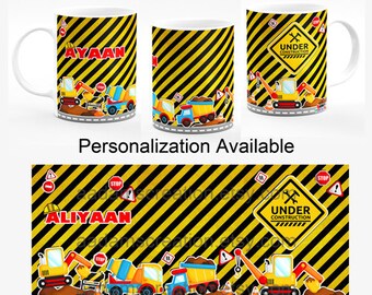 Taza personalizada de camión de construcción: Diseño para fiesta de cumpleaños (descarga digital)