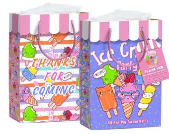 Ice cream favor bags for birthday ice cream theme Personalized paper bags sweet theme treat bag ice cream birthday decorations ice cream bag