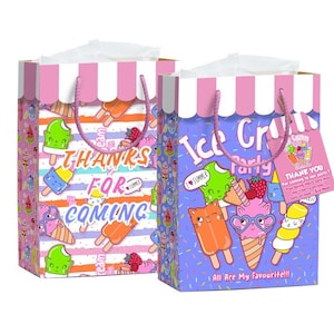 Sacchetti per bomboniere per gelato per compleanno a tema gelato Sacchetti di carta personalizzati Sacchetti per dolcetti a tema dolce Decorazioni per il compleanno del gelato Sacchetti per gelato