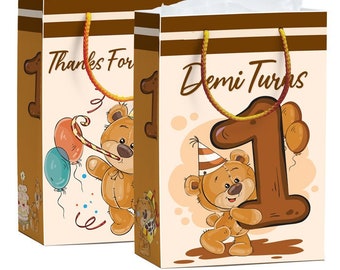 Personalized Teddy Bear Party Favor Bags: Birthday Treat Bags