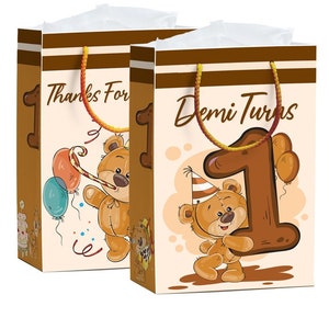 Bomboniere a tema orsacchiotto borse regalo per ragazzi Borse per dolcetti personalizzate Borsa per dolcetti personalizzata Bomboniere per orsi compleanno Decorazioni per feste per baby shower