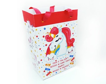 Unicorn gift bag personalized favor bags unicorn Paper Gift bag Birthday gift bag Party favors cute unicorn bag kids goodie bag treat bag