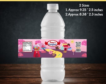 Étiquettes personnalisées pour bouteilles d'eau Candyland : cadeaux d'anniversaire (modèle imprimable)