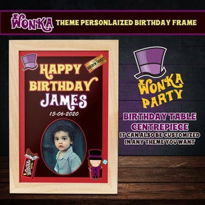 Charlie theme personalized table Birthday Sign, Birthday Decoration, food table decor, Birthday Printable customized template frame