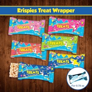 shark baby theme rice krispies treat wrapper boy girl shark baby party favors download printable birthday Personalized favor template