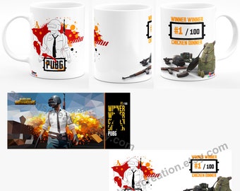 Taza personalizada de PUBG: Regalo para gamers, diseño de sublimación (descarga digital)