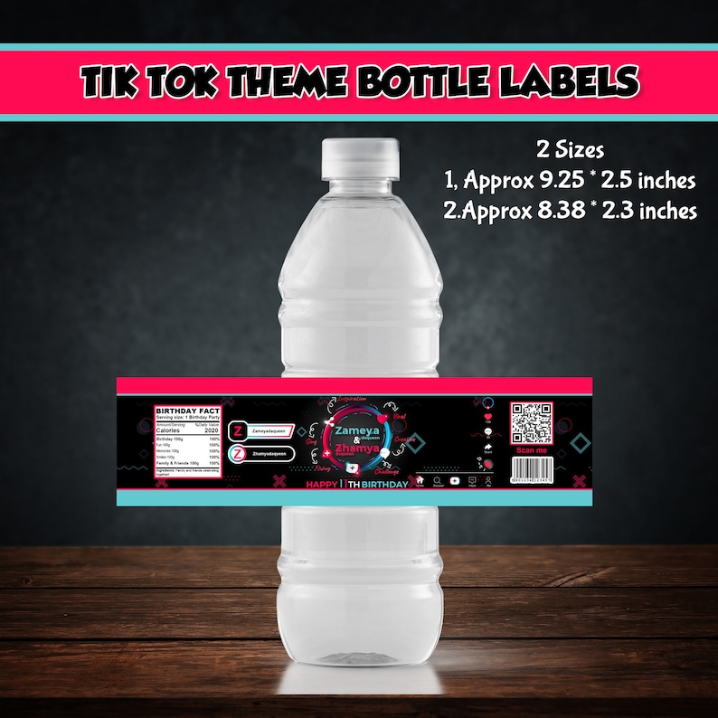 Tik Tok Theme Water Bottle Label Personalized Bottle Wrapper Etsy New