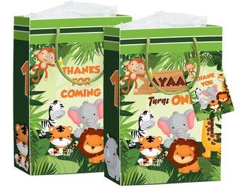 Animal favor bags for birthday party treat gift bags boys girls Personalized animal favor bag safari treat bag animal birthday decorations