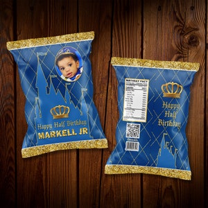 Prince Birthday Chip Bag: Personalized Party Favors (Digital File)