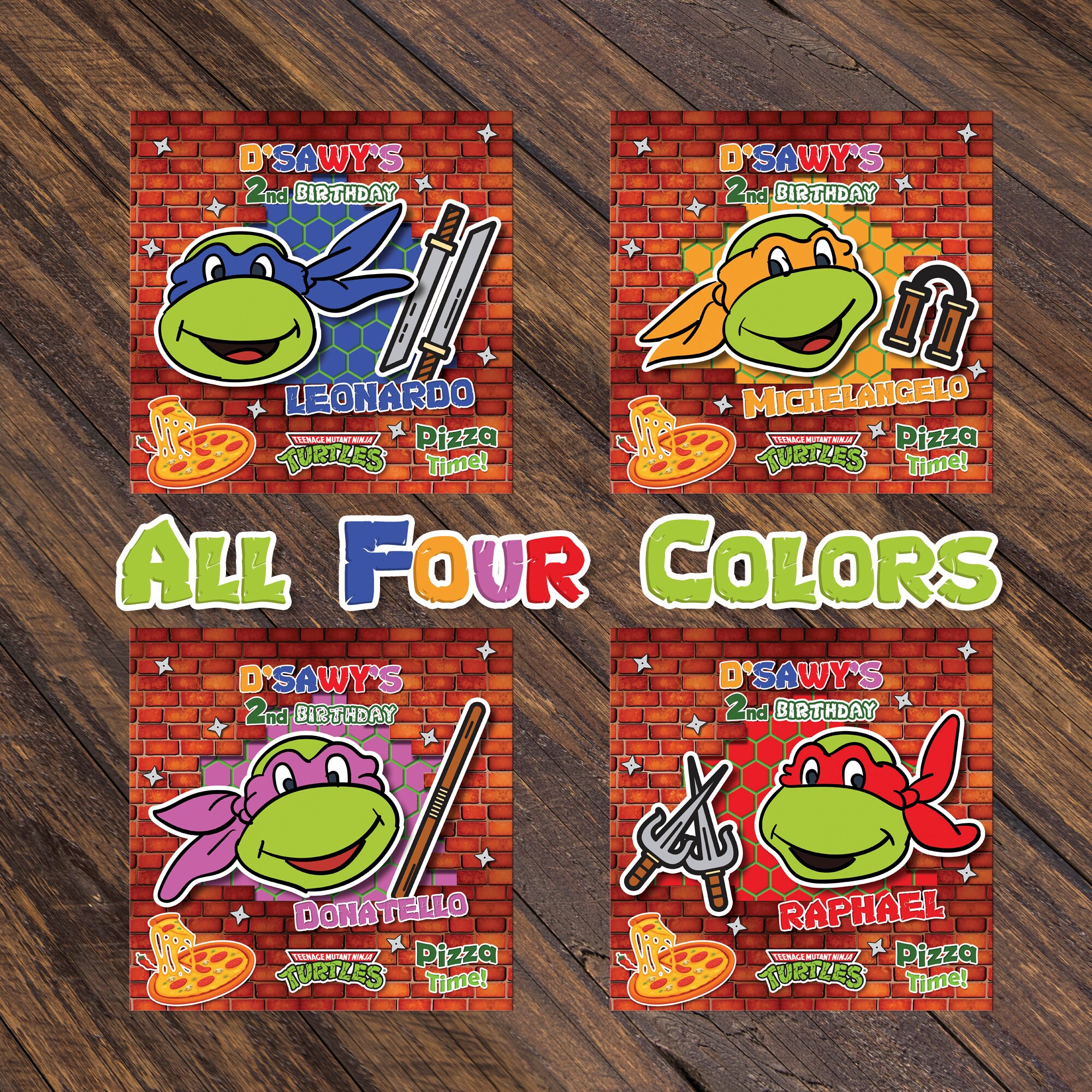 Ninja turtle pizza box label personalized TMNT Pizza box | Etsy
