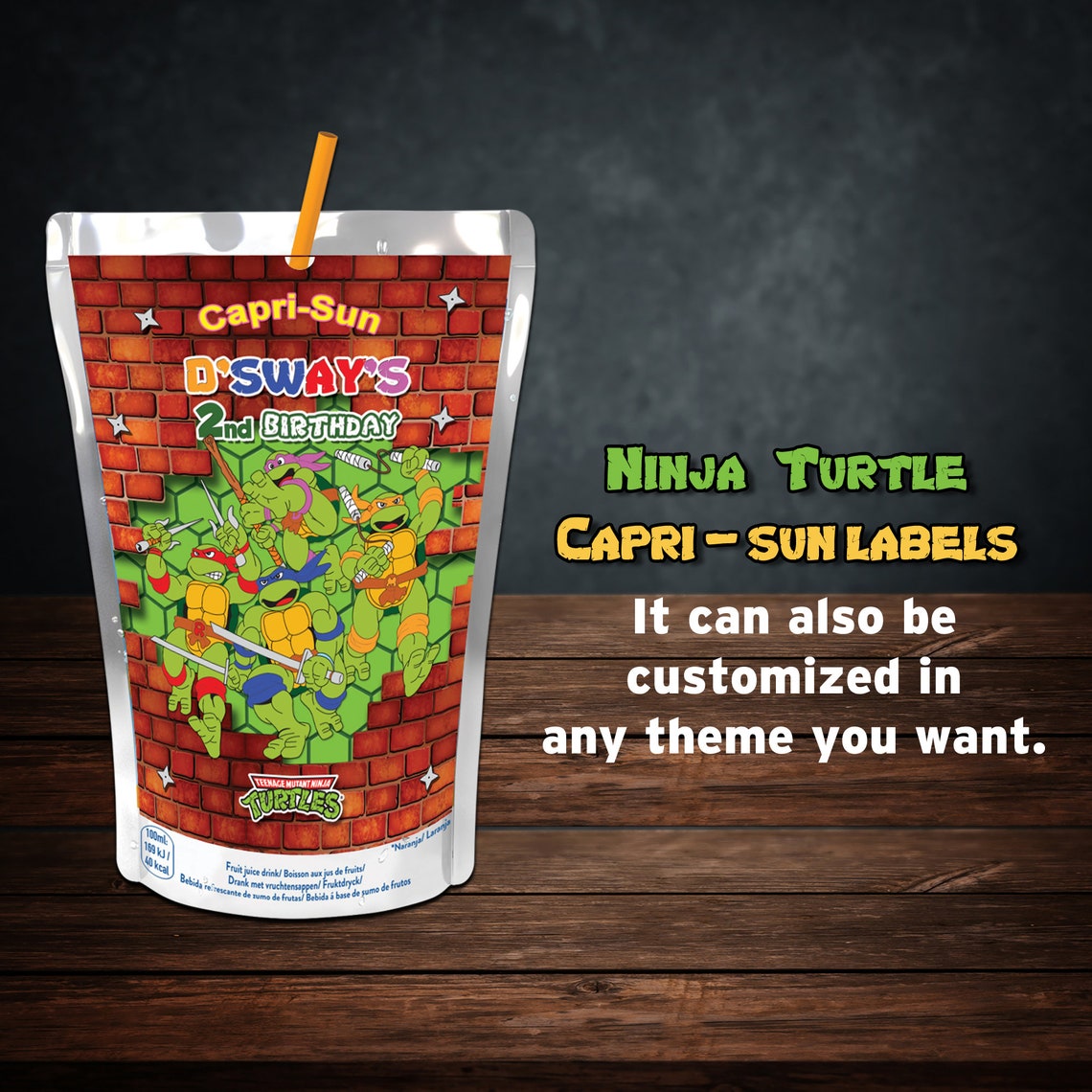Ninja Turtle Capri Sun Label Wrapper Turtle Caprisun Juice Etsy