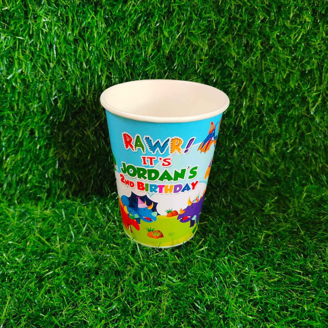 Dinosaur Theme Paper Cups Personalized Paper Glass Favors Etsy