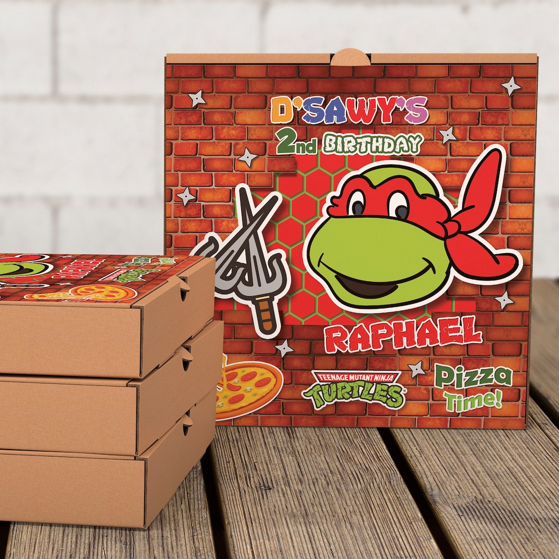 Ninja turtle pizza box label personalized TMNT Pizza box Etsy