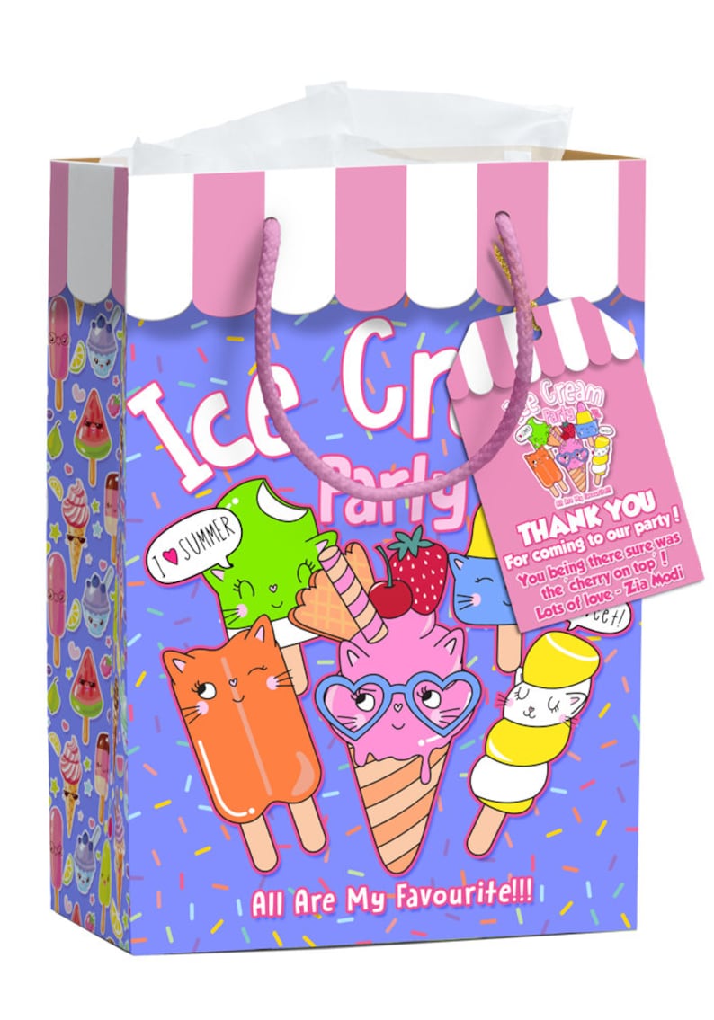 Ice Cream Theme Gift Bags Personalized Ice Cream Favor Bags Etsy