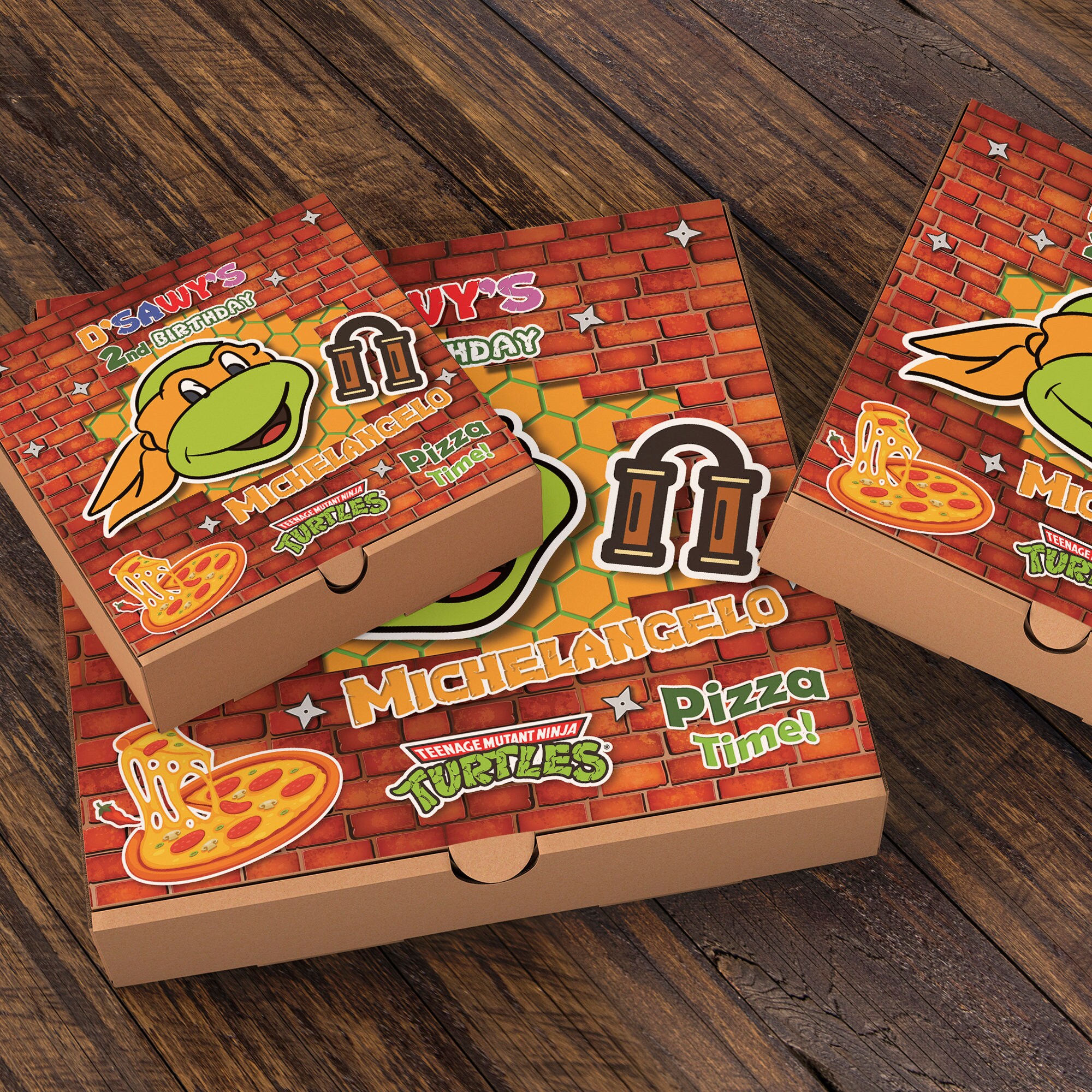Ninja turtle pizza box label personalized TMNT Pizza box | Etsy