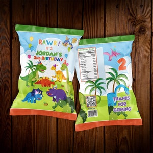 Dinosaurier Chips Tasche Dinosaurier Gastgeschenke Dinosaurier Partydekorationen Rawr Party Favors Taschen Kartoffelchips Tasche Party Geburtstag Personalisierte Chipstaschen