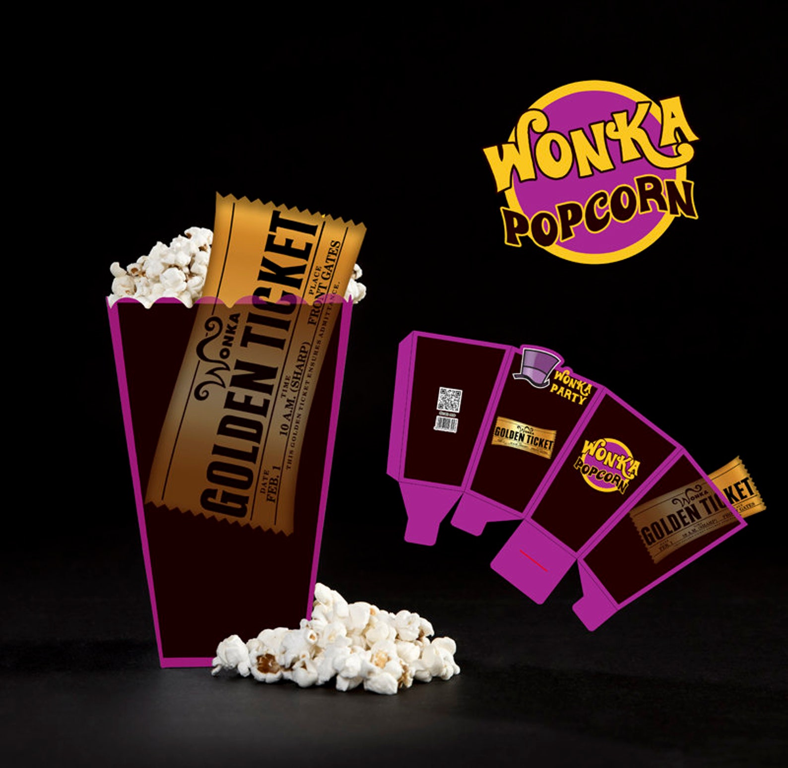 Willy Wonka Popcorn Box for Wonka Birthday Party Food Box - Etsy UK