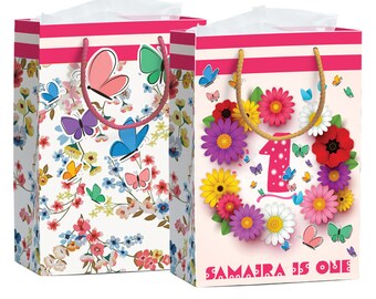 Butterfly Flower theme favor bags girls Personalized Flower theme favor bag butterflies treat bag favors Flower birthday decorations