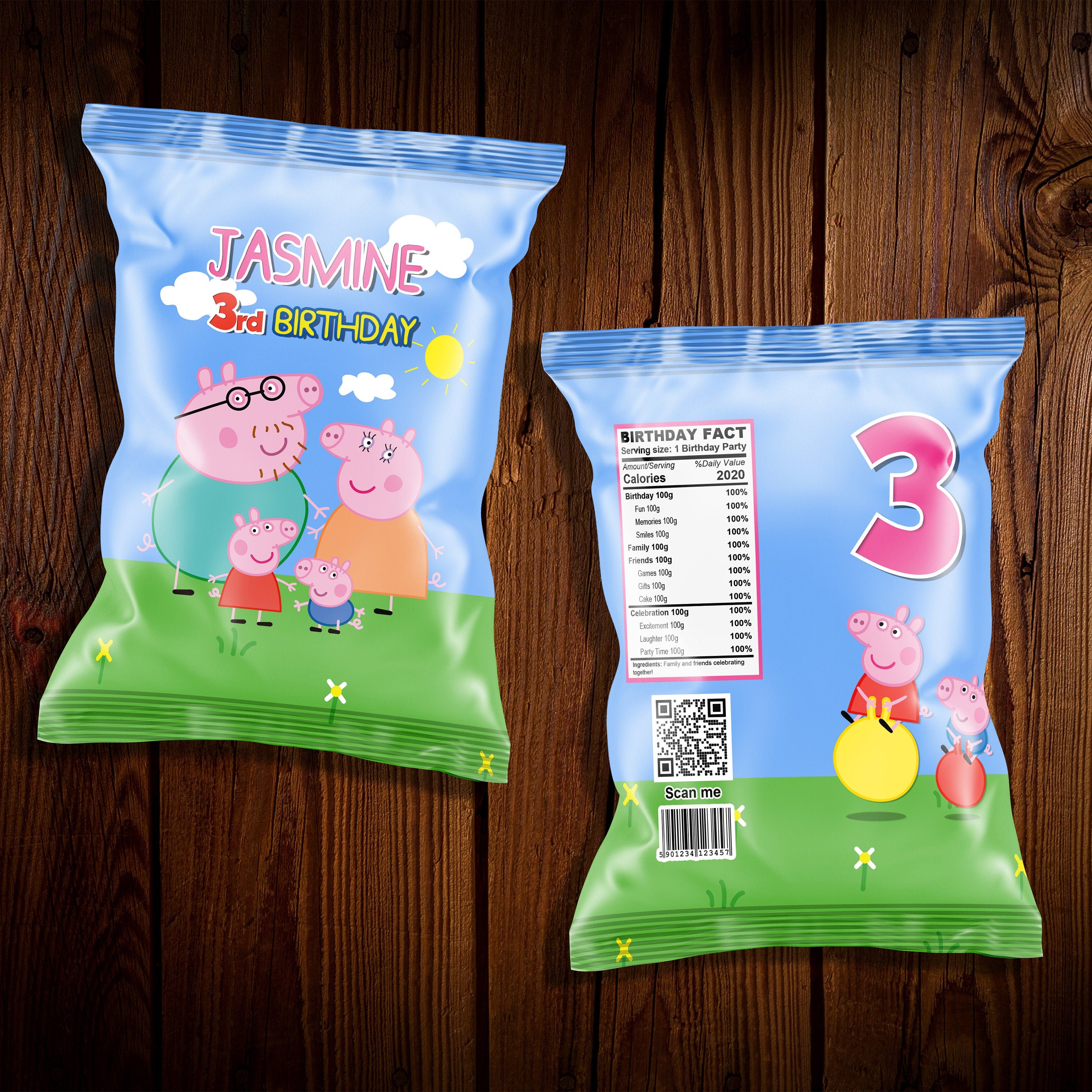Peppa Pig Chips Bag Peppa Chips Birthday Chip Bags Pink Girls Etsy
