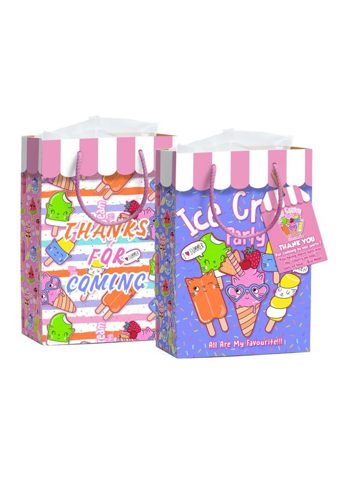 Ice Cream Theme Gift Bags Personalized Ice Cream Favor Bags Etsy