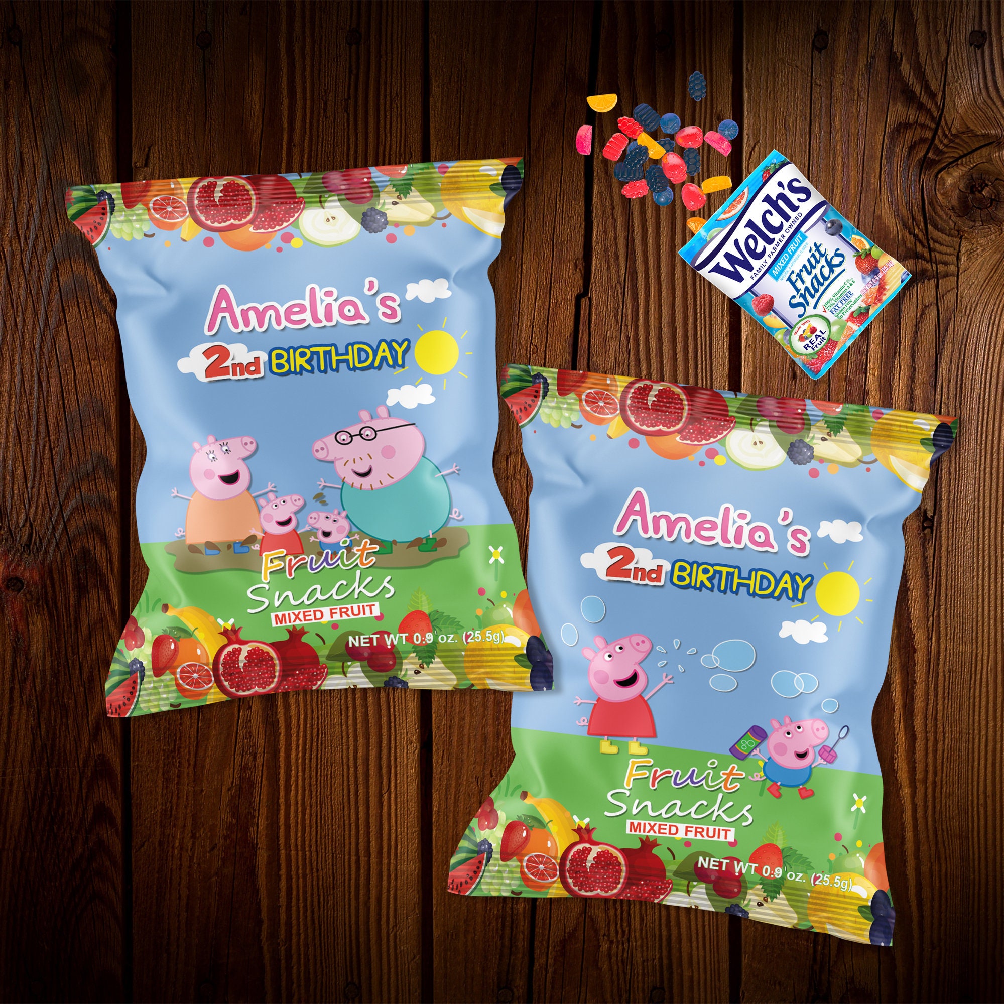 Peppa Pig Fruit Snacks Labels Welch's Labels Fruit Snack | Etsy