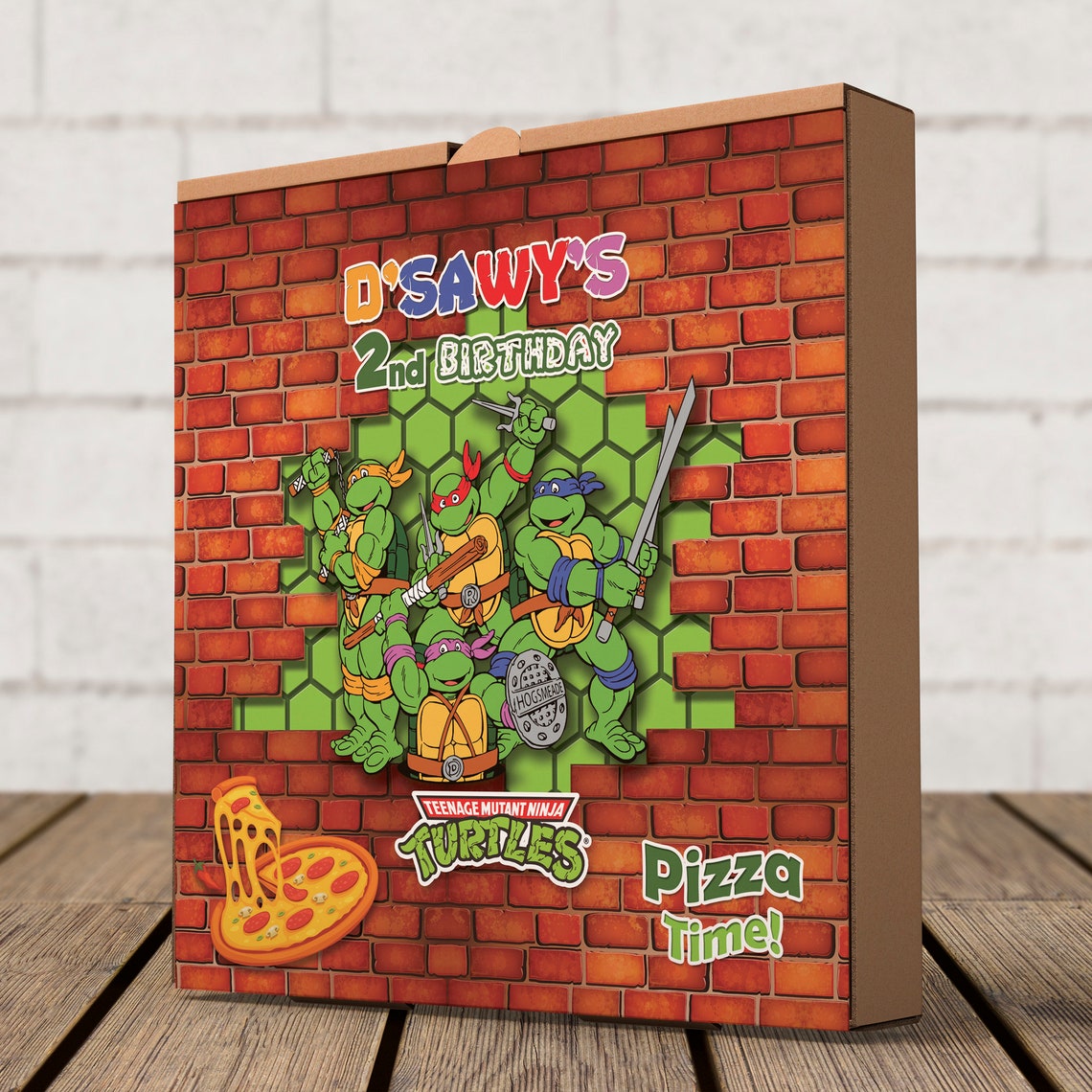 Ninja turtle pizza box label personalized TMNT Pizza box | Etsy