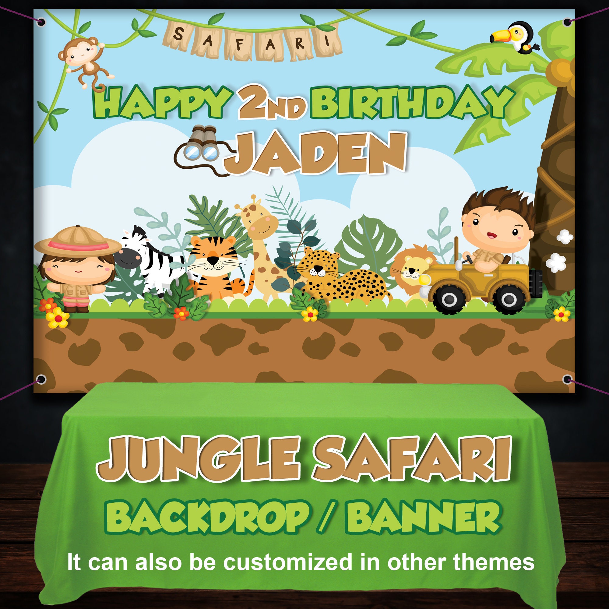 Animal Safari theme backdrop printed jungle safari birthday backdrop birthday safari banner decorations animal safari