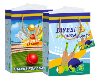Cricket theme party favor bags personalized treat bags cricket birthday treat bag birthday gift bag party birthday gifts sport theme party