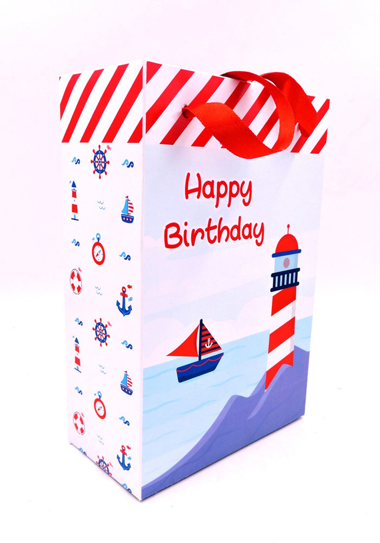 Nautical Gift Bag Sailor Theme Gift Bags Nautical Birthday Etsy