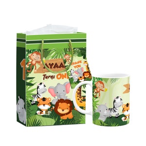 Animale junlgle safari Tema Regalo combo party bomboniere sacchetto regalo animale tazza animale sacchetto di carta animale biglietto di ringraziamento ritornoregali per bambini