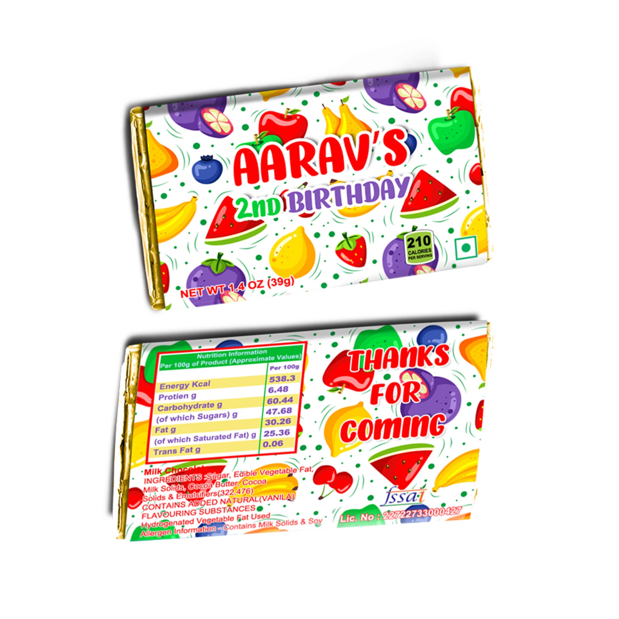 Fruit's Summer theme Homemade candy bars Fruit's Summer chocolate bar personalized Fruit's birthday party decorations favor ready to eat