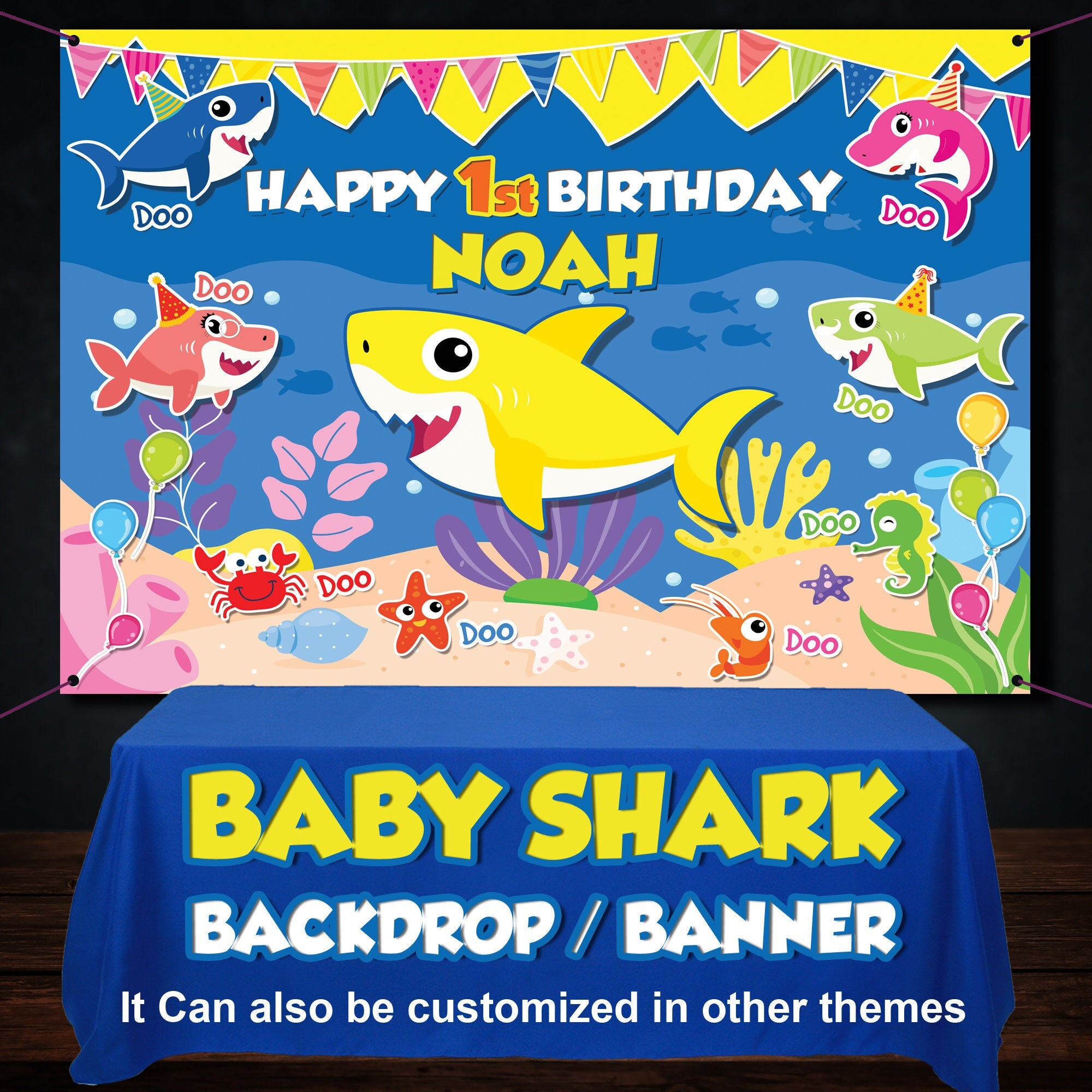 yellow shark theme backdrop shark birthday backdrop birthday banner shark decorations shark party shark baby yellow party