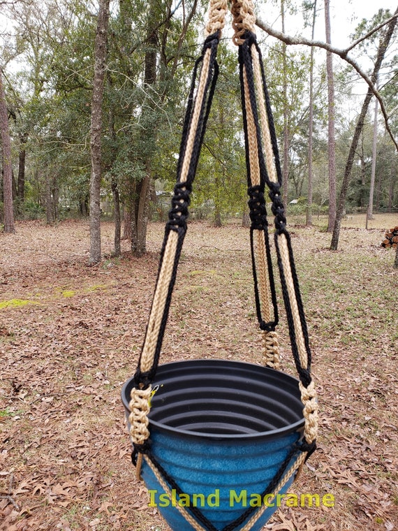 Black & Tan Macrame Plant Hanger: 36" Indoor-Outdoor Polypropylene Cord