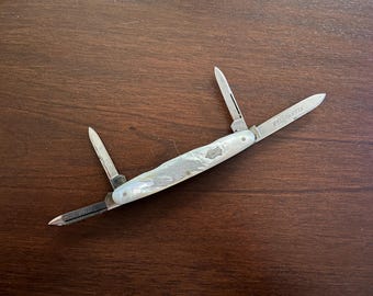 Pearl Etched Keen Kutter 4063 Four Blade Bolsterless Pocket Knife