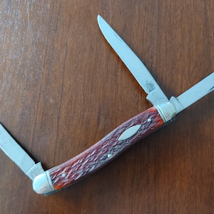 Camillus #69 red jigged bone fancy stockman pocket knife