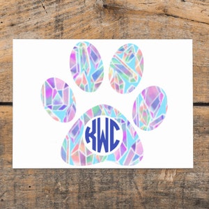 Paw Print Monogram Decal - Dog Paw Monogram Sticker - Dog Mom Decal - Dog Sticker