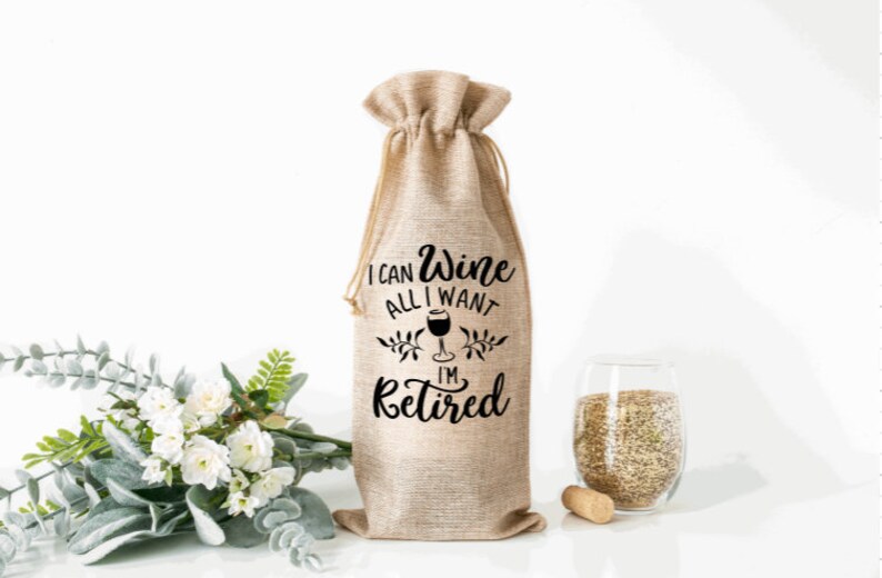 Retirement Wine Bag Retirement Gift Burlap Wine Bag With Etsy