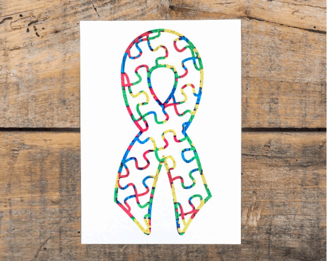 Autism Puzzle Ribbon Decal Autism Awareness Sticker Autism - Etsy