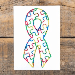 Autism Puzzle Ribbon Decal Autism Awareness Sticker Autism | Etsy
