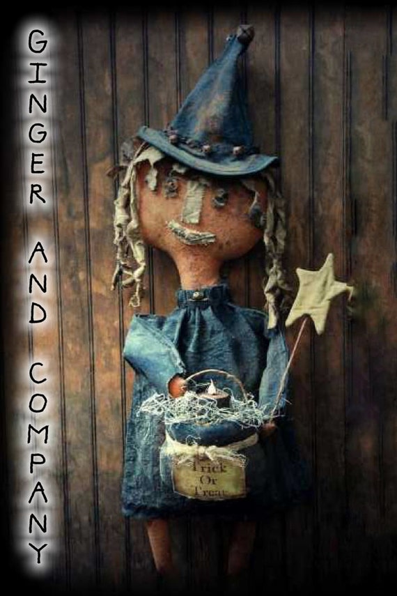 Miss Aggie Pumpkin Witch & Her Cauldron | Etsy