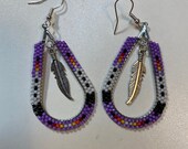 Native American beaded teardrop hoop earrings