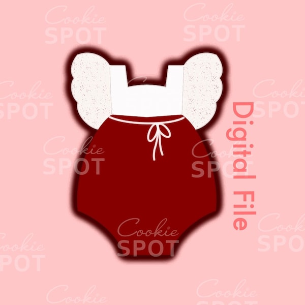 DIGITAL - Ruffled Girl Onesie Cookie Cutter STL file Instant download 4" cookie size