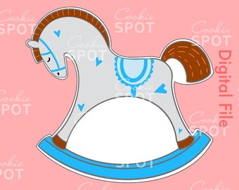 DIGITAL - Rocking Horse Cookie Cutter Archivo STL Descarga instantánea Tamaño de galleta de 4"