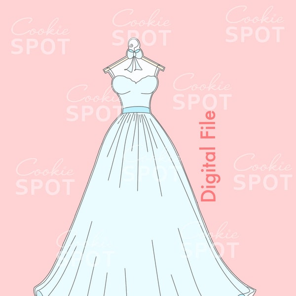 DIGITAL - Wedding Dress Cookie Cutter STL file Instant download 4.5" cookie size