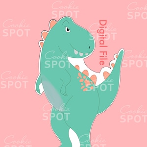DIGITAL - Dinosaur Cookie Cutter STL file Instant download 4.5&quot; cookie size