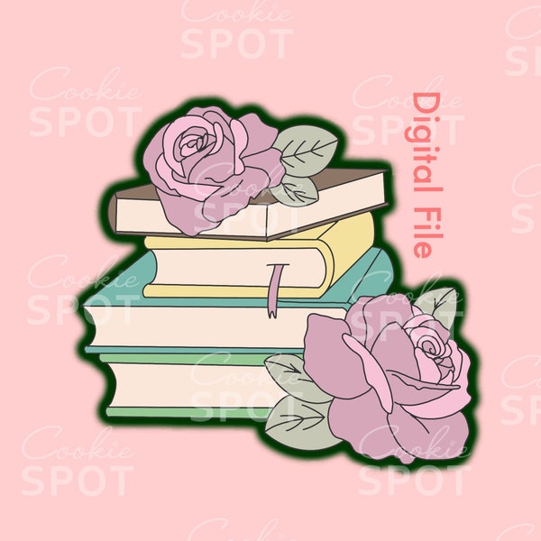 DIGITAL - Bookstack Cookie Cutter STL file Instant download 4" cookie size